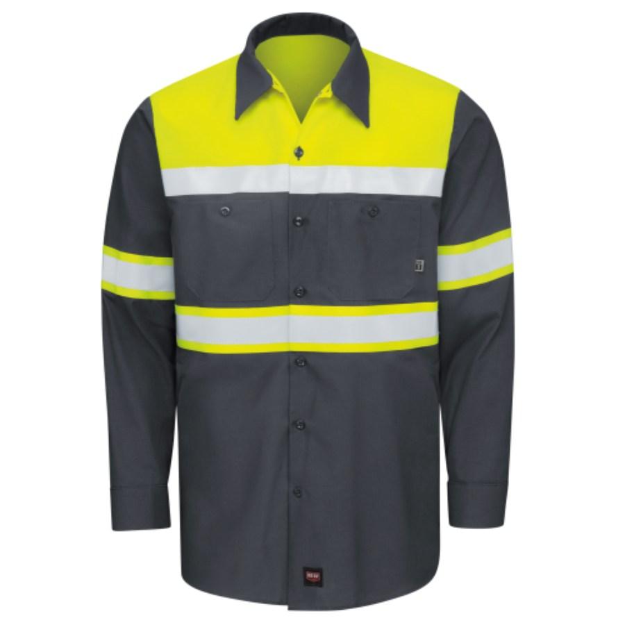 Picture of Red Kap Hi-Visibility Colorblock Ripstop Long Sleeve Work Shirt