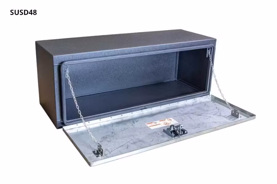 Picture of RC Industries Black Powder Coated Steel Toolbox w/Stainless Steel Door