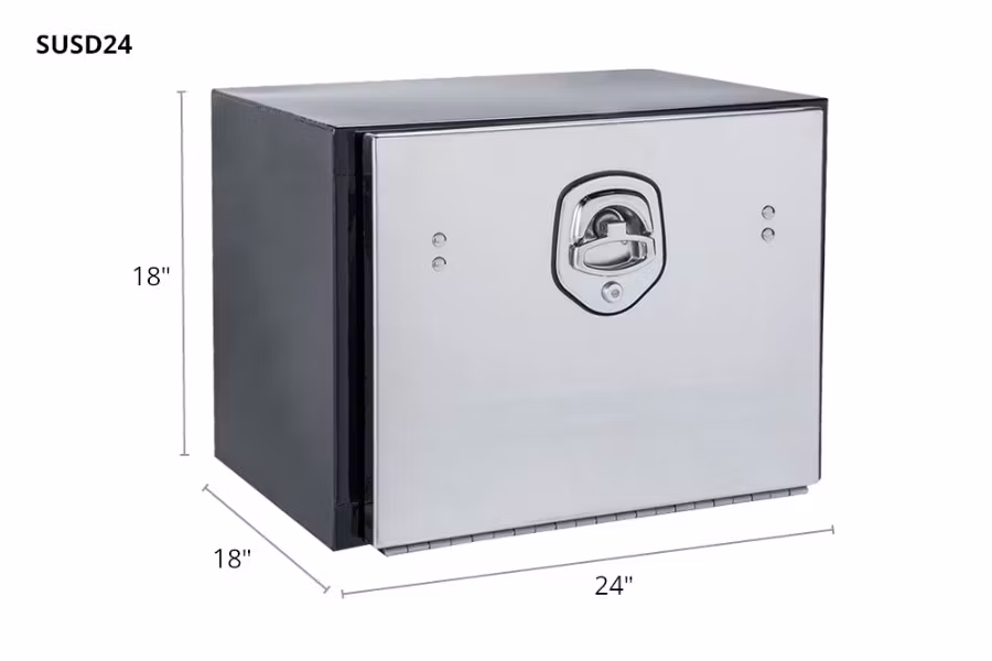 Picture of RC Industries Black Powder Coated Steel Toolbox w/Stainless Steel Door