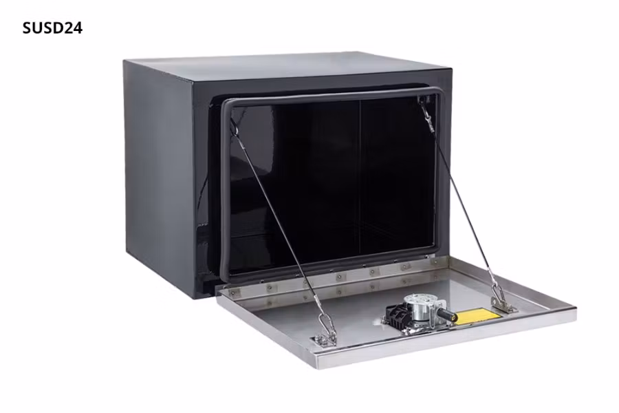 Picture of RC Industries Black Powder Coated Steel Toolbox w/Stainless Steel Door