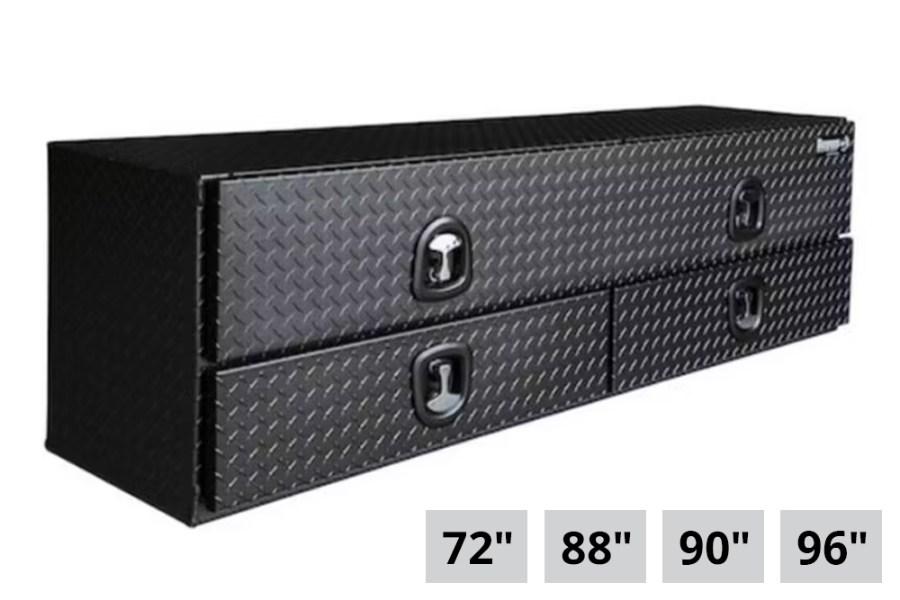 Picture of Buyers Topsiders Textured Matte Black Diamond Tread Aluminum HD Flatbed Contractor w/Lower Drawers