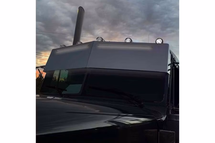 Picture of Trux 14" High/Low Roof Louvered "Glow Trim" Sun Visor - Peterbilt