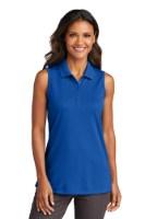 Port Authority Women's Dry Zone UV Micro-Mesh Sleeveless Polo Feature Close-up