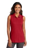 Port Authority Women's Dry Zone UV Micro-Mesh Sleeveless Polo Close Up Detail