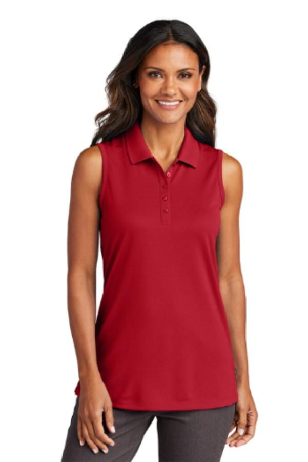 Port Authority Women's Dry Zone UV Micro-Mesh Sleeveless Polo Close Up Detail