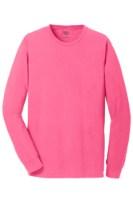 Port & Co Beach Wash Garment-Dyed Long Sleeve Tee Feature Close-up
