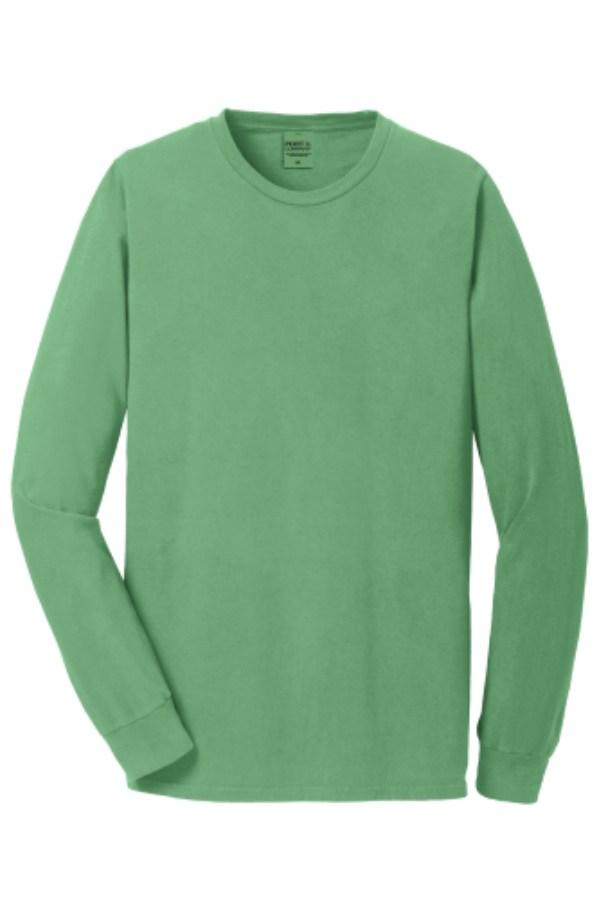 Port & Co Beach Wash Garment-Dyed Long Sleeve Tee Feature Close-up