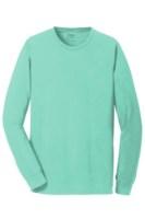 Port & Co Beach Wash Garment-Dyed Long Sleeve Tee Feature Close-up