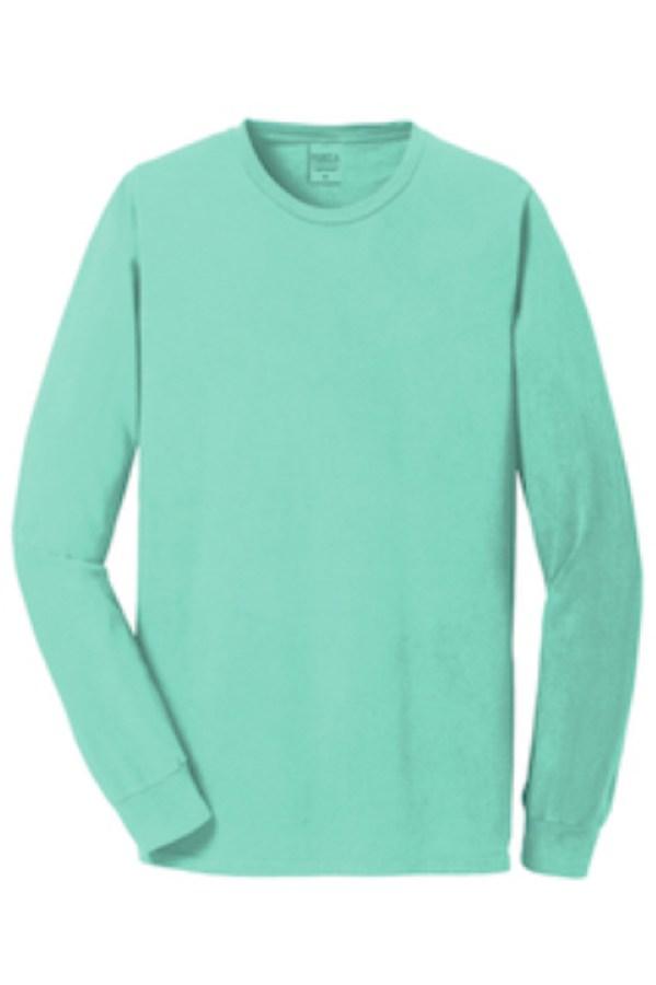 Port & Co Beach Wash Garment-Dyed Long Sleeve Tee Feature Close-up