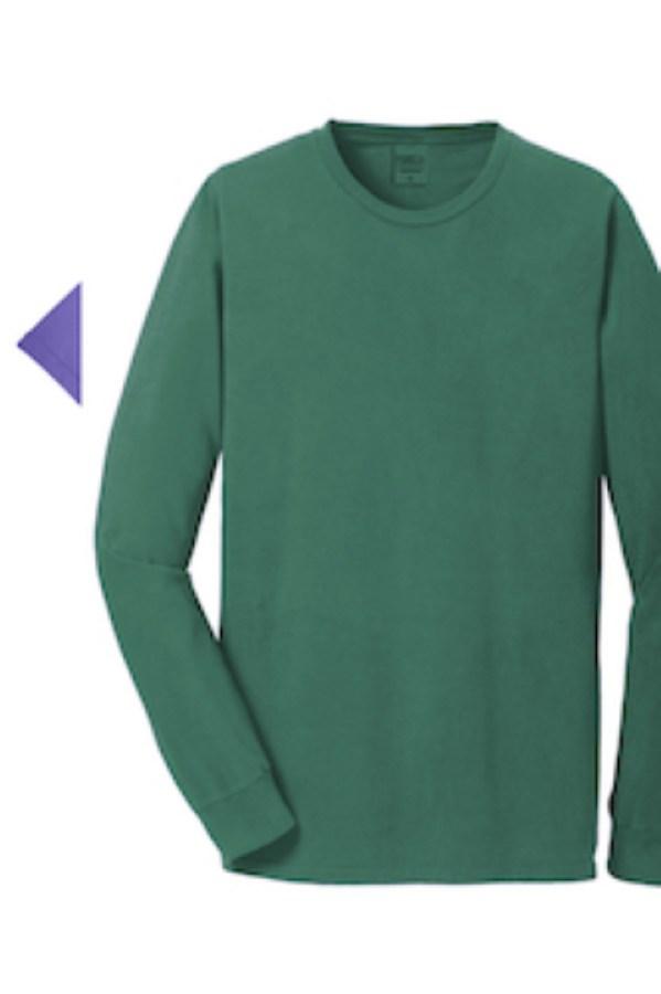 Port & Co Beach Wash Garment-Dyed Long Sleeve Tee Close Up Detail