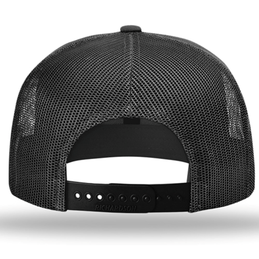 Richardson Acrylic-Wool Blend Flat Bill Trucker Cap Close Up Detail