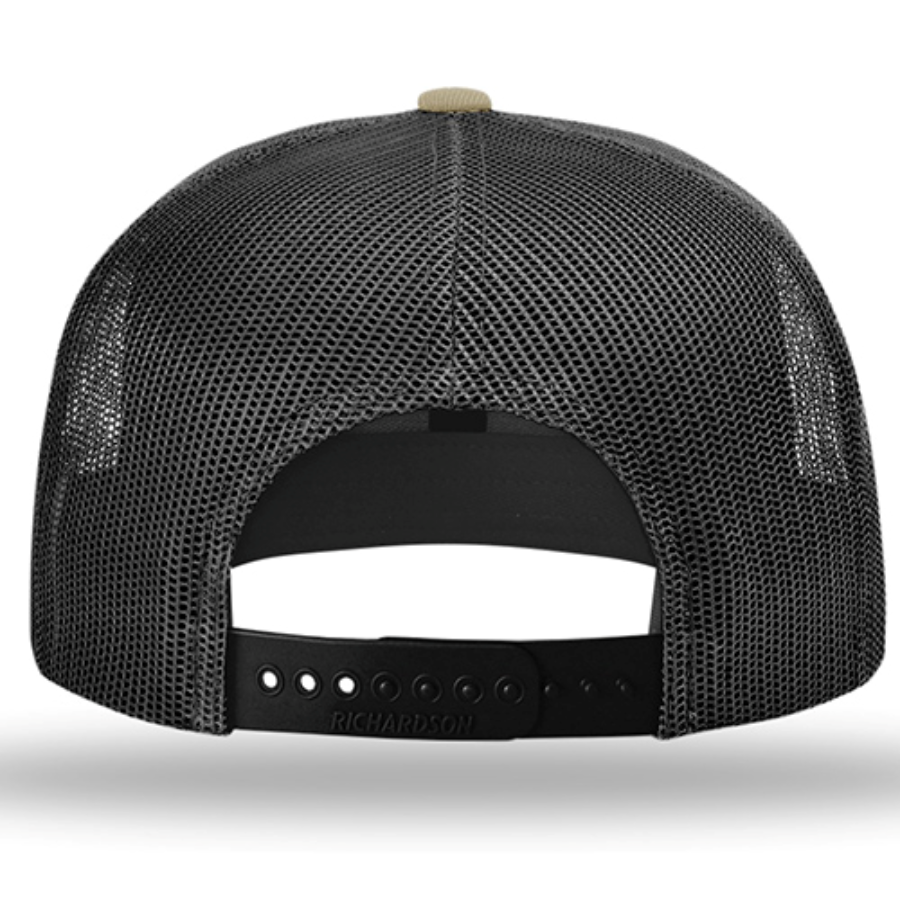 Richardson Acrylic-Wool Blend Flat Bill Trucker Cap Close Up Detail