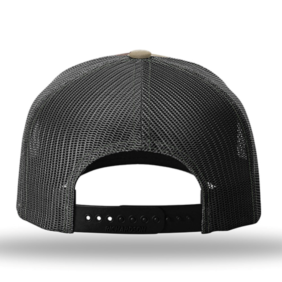 Richardson Five-Panel Printed Trucker Cap Perspective View