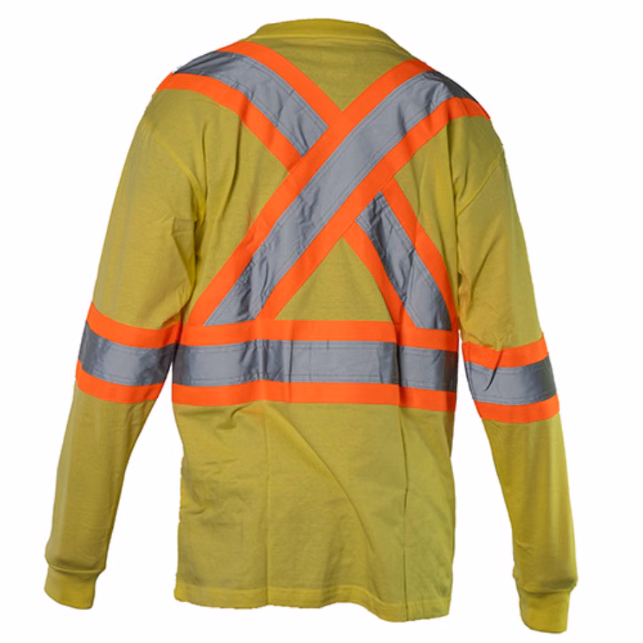 Tough Duck Safety Long Sleeve Cotton T-Shirt Feature Close-up