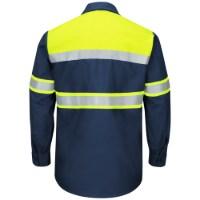 Red Kap Hi-Visibility Colorblock Ripstop Long Sleeve Work Shirt Perspective View
