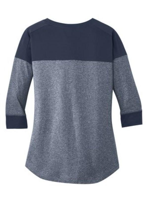 New Era Women's Heritage Blend 3/4-Sleeve Baseball Raglan Tee Close Up Detail