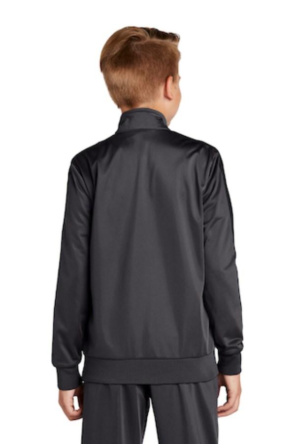 Sport-Tek Youth Tricot Sleeve Stripe Track Jacket Close Up Detail