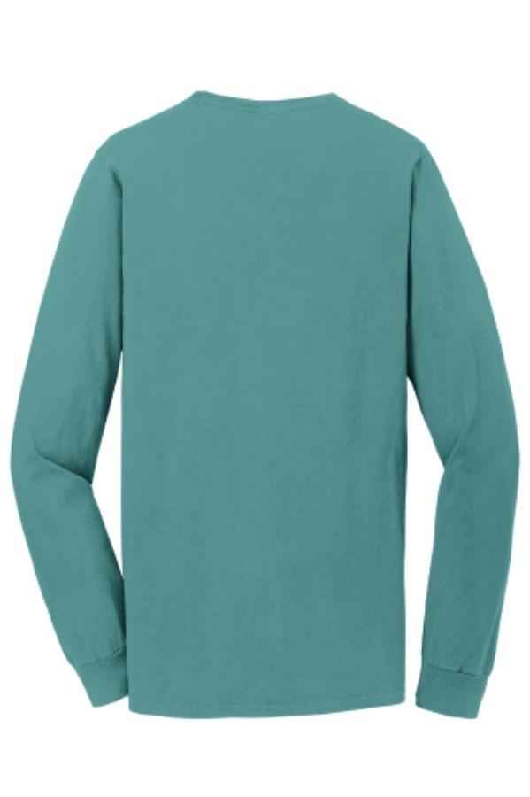 Port & Co Beach Wash Garment-Dyed Long Sleeve Tee Feature Close-up