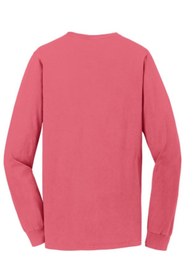 Port & Co Beach Wash Garment-Dyed Long Sleeve Tee Close Up Detail