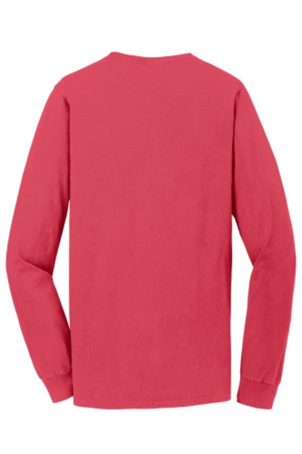 Port & Co Beach Wash Garment-Dyed Long Sleeve Tee Feature Close-up