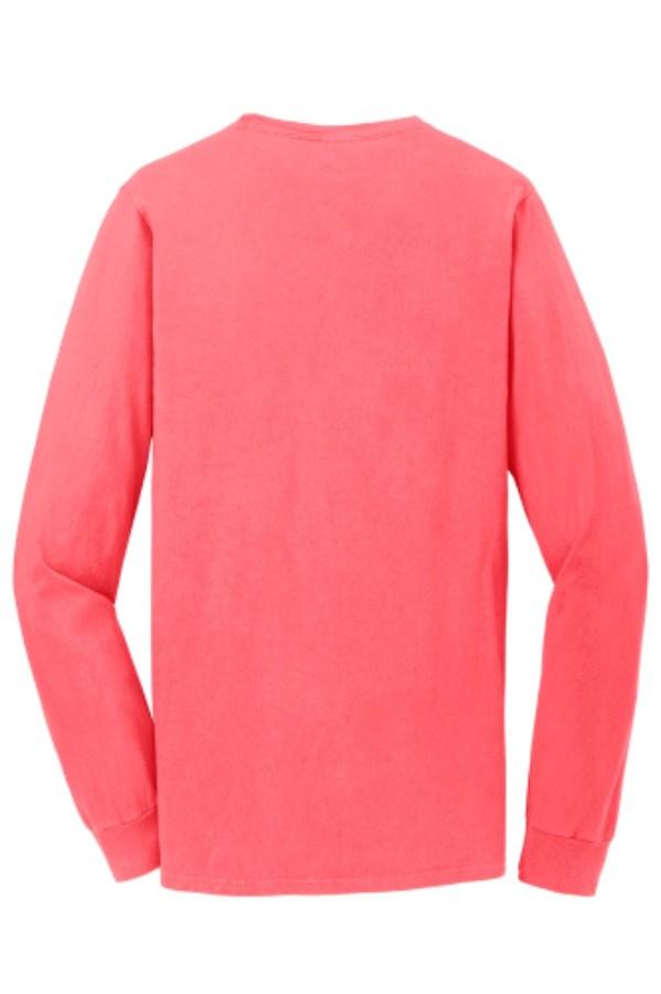 Port & Co Beach Wash Garment-Dyed Long Sleeve Tee Close Up Detail