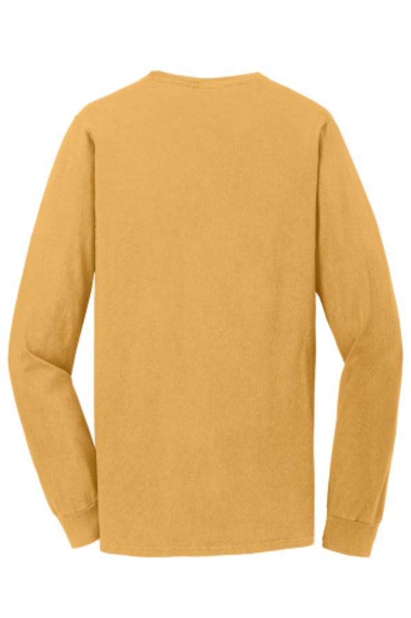 Port & Co Beach Wash Garment-Dyed Long Sleeve Tee Feature Close-up