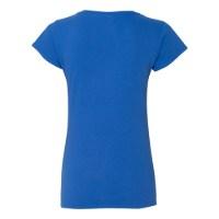 Gildan Women's Softstyle V-Neck T-Shirt Close Up Detail