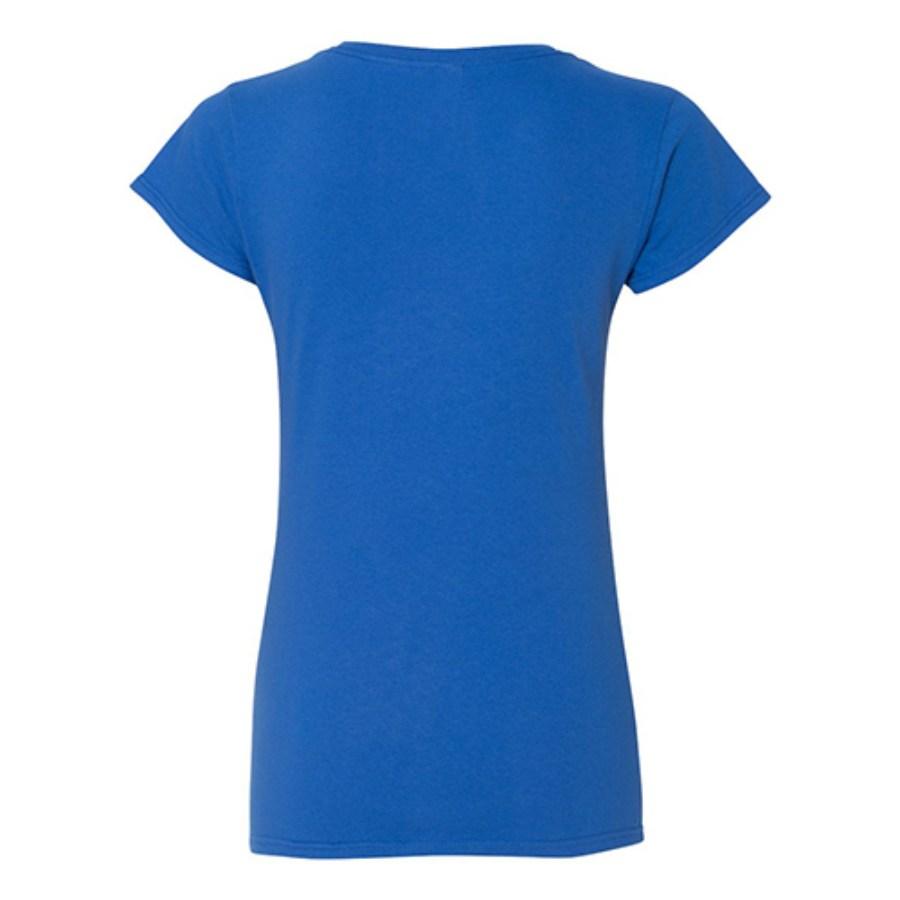 Gildan Women's Softstyle V-Neck T-Shirt Close Up Detail