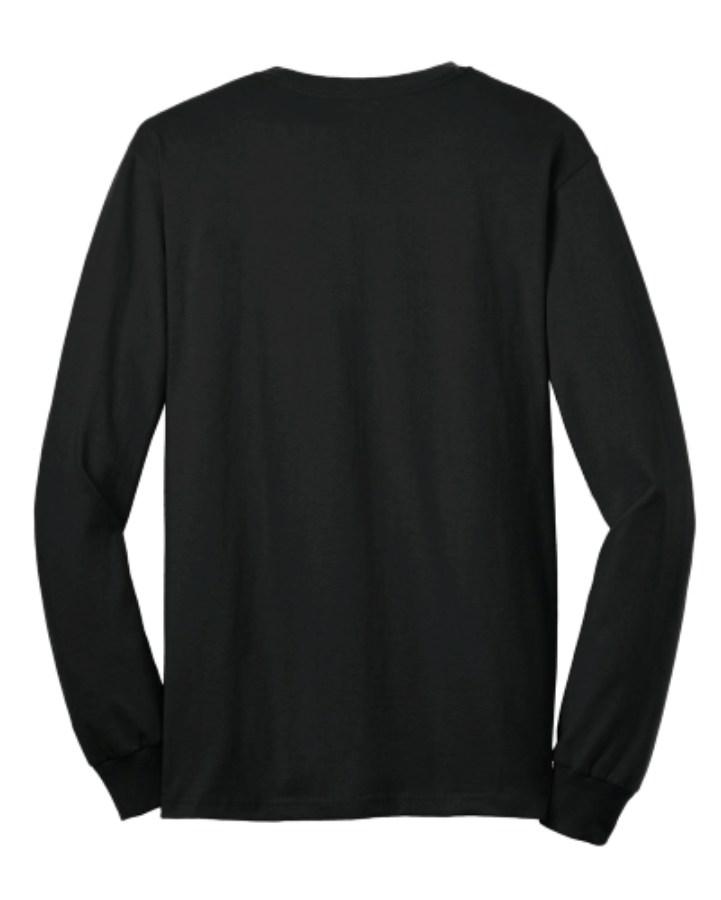 Gildan Ultra Cotton 100% US Cotton Long Sleeve T-Shirt with Pocket Close Up Detail