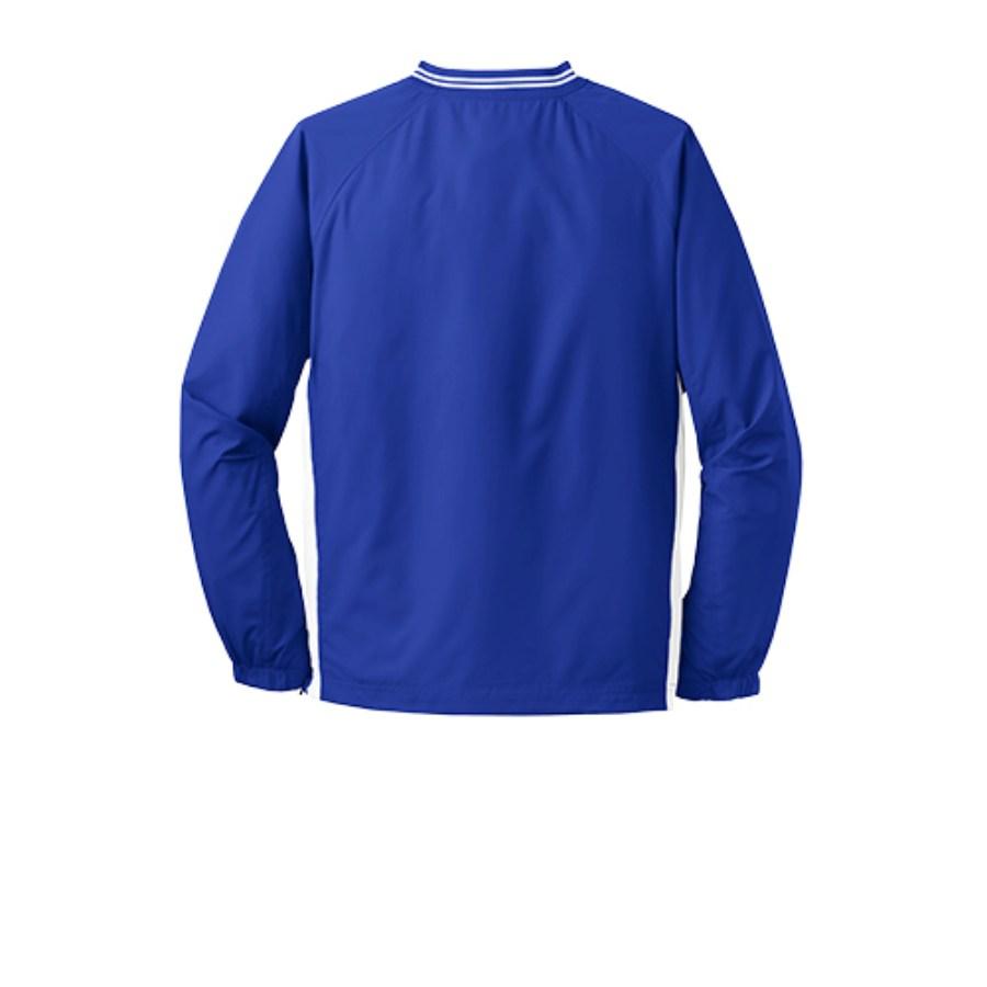 Sport-Tek Tipped V-Neck Raglan Wind Shirt Close Up Detail