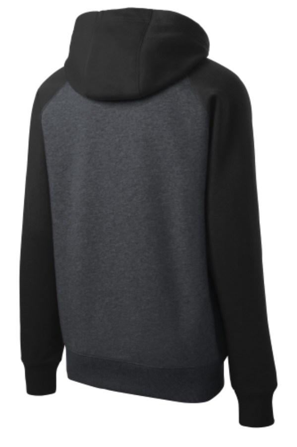 Sport-Tek Raglan Colorblock Full-Zip Hooded Fleece Jacket Perspective View
