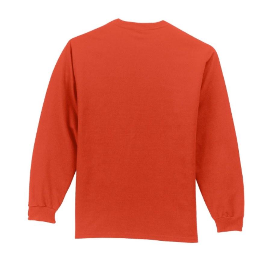 Port & Company Tall Long Sleeve Essential Pocket T-Shirt Close Up Detail