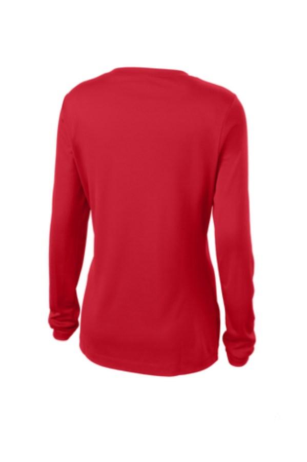 Sport-Tek Ladies Long Sleeve PosiCharge Competitor V-Neck T-Shirt Close Up Detail