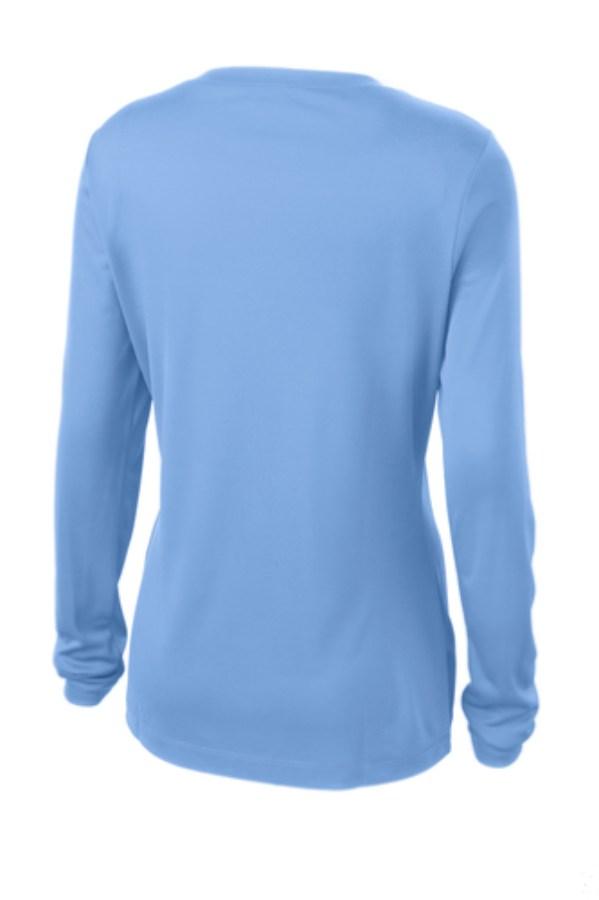 Sport-Tek Ladies Long Sleeve PosiCharge Competitor V-Neck T-Shirt Feature Close-up