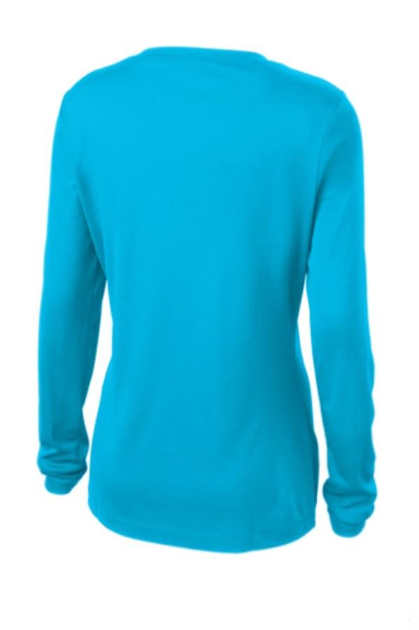 Sport-Tek Ladies Long Sleeve PosiCharge Competitor V-Neck T-Shirt Close Up Detail