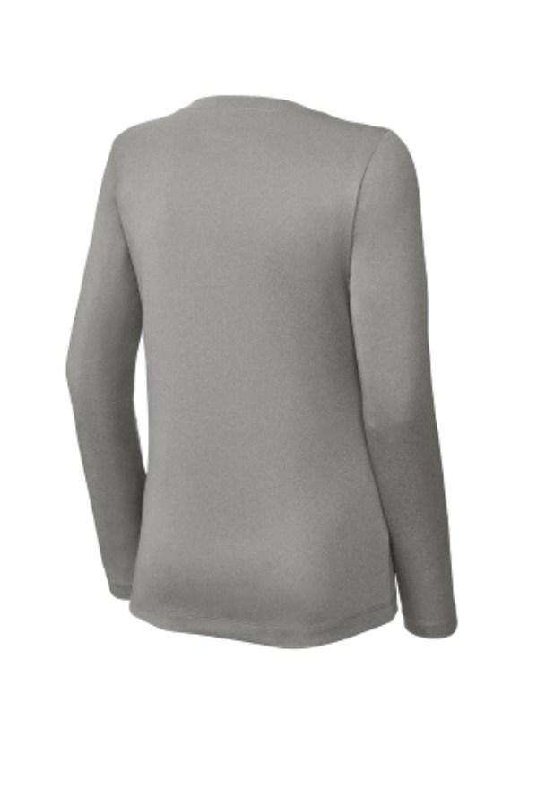 Sport-Tek Ladies Long Sleeve PosiCharge Competitor V-Neck T-Shirt Feature Close-up