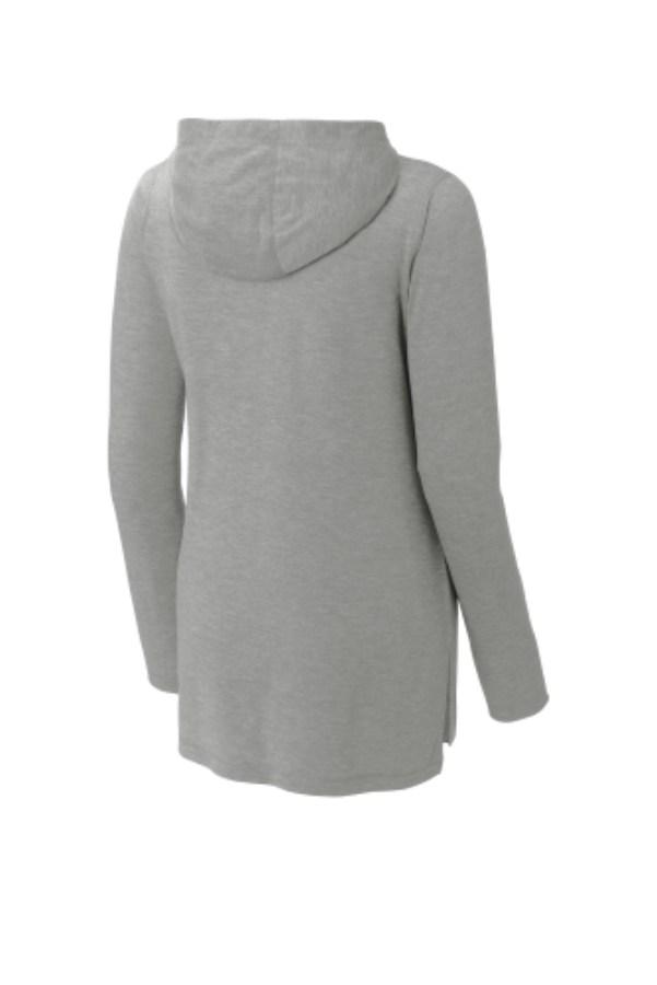 Sport-Tek Ladies PosiCharge Tri-Blend Wicking Long Sleeve Hoodie Shirt Feature Close-up