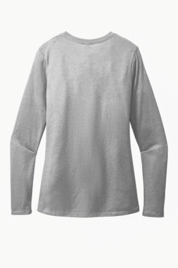 District Women's Perfect Blend CVC Long Sleeve T-Shirt Close Up Detail