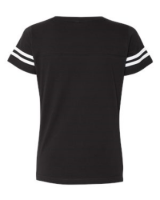 LAT Women's Football V-Neck Fine Jersey Tee Close Up Detail
