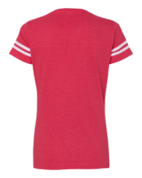 LAT Women's Football V-Neck Fine Jersey Tee Close Up Detail