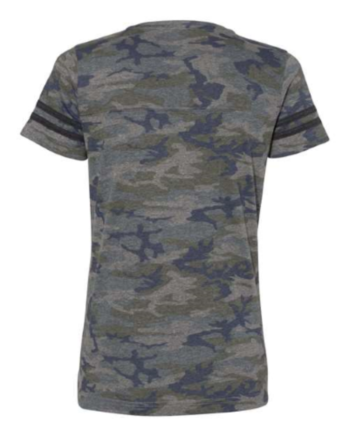 LAT Women's Football V-Neck Fine Jersey Tee Feature Close-up