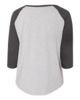 LAT Curvy Collection Women's Baseball 3/4 Sleeve Tee Close Up Detail