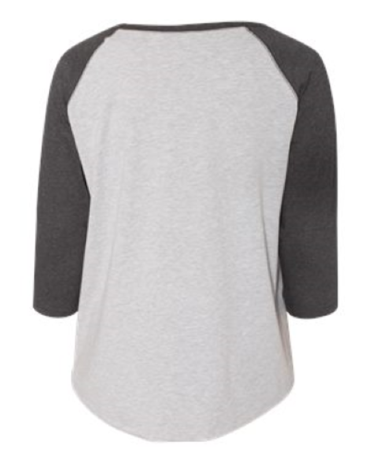 LAT Curvy Collection Women's Baseball 3/4 Sleeve Tee Close Up Detail