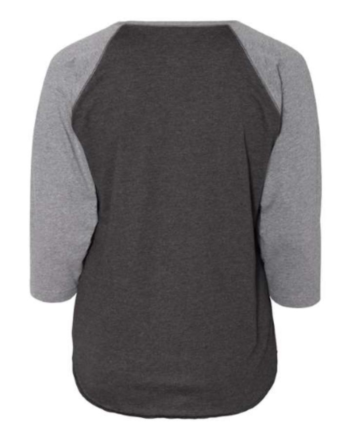 LAT Curvy Collection Women's Baseball 3/4 Sleeve Tee Feature Close-up