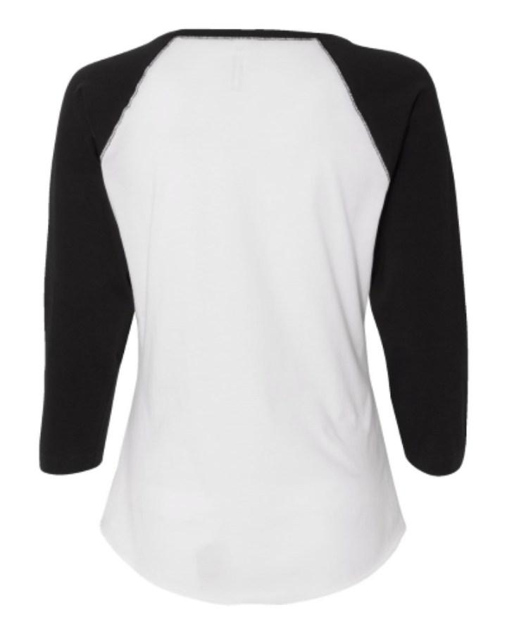 LAT Women's Baseball Fine Jersey 3/4 Sleeve Tee Feature Close-up