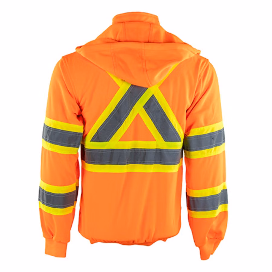 Tough Duck Safety Unlined Full-Zip Hooded Sweatshirt Close Up Detail