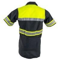 Red Kap Hi-Visibility Colorblock Ripstop Short Sleeve Work Shirt Close Up Detail
