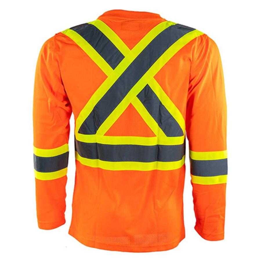 Tough Duck Safety Long Sleeve Mesh Safety T-Shirt Close Up Detail