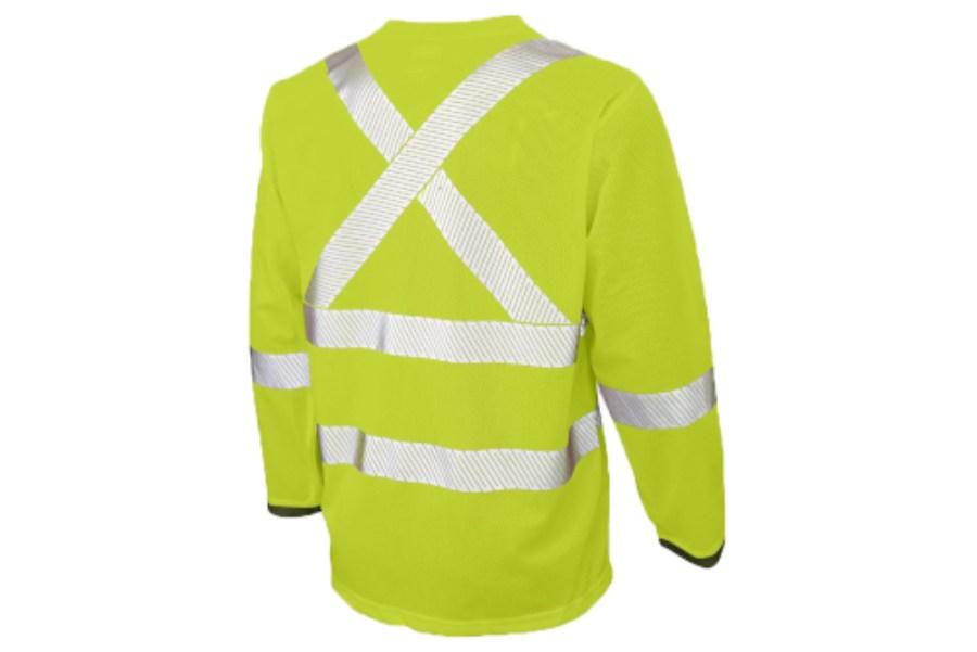 Tough Duck Safety Long Sleeve Safety Segmented Stripes T-Shirt Feature Close-up