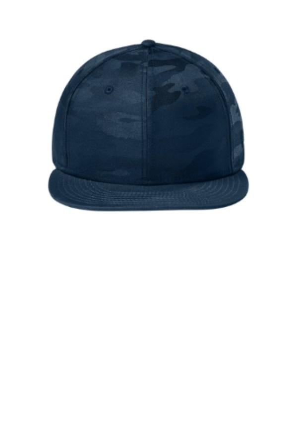 New Era Camo Flat Bill Snapback Cap Feature Close-up